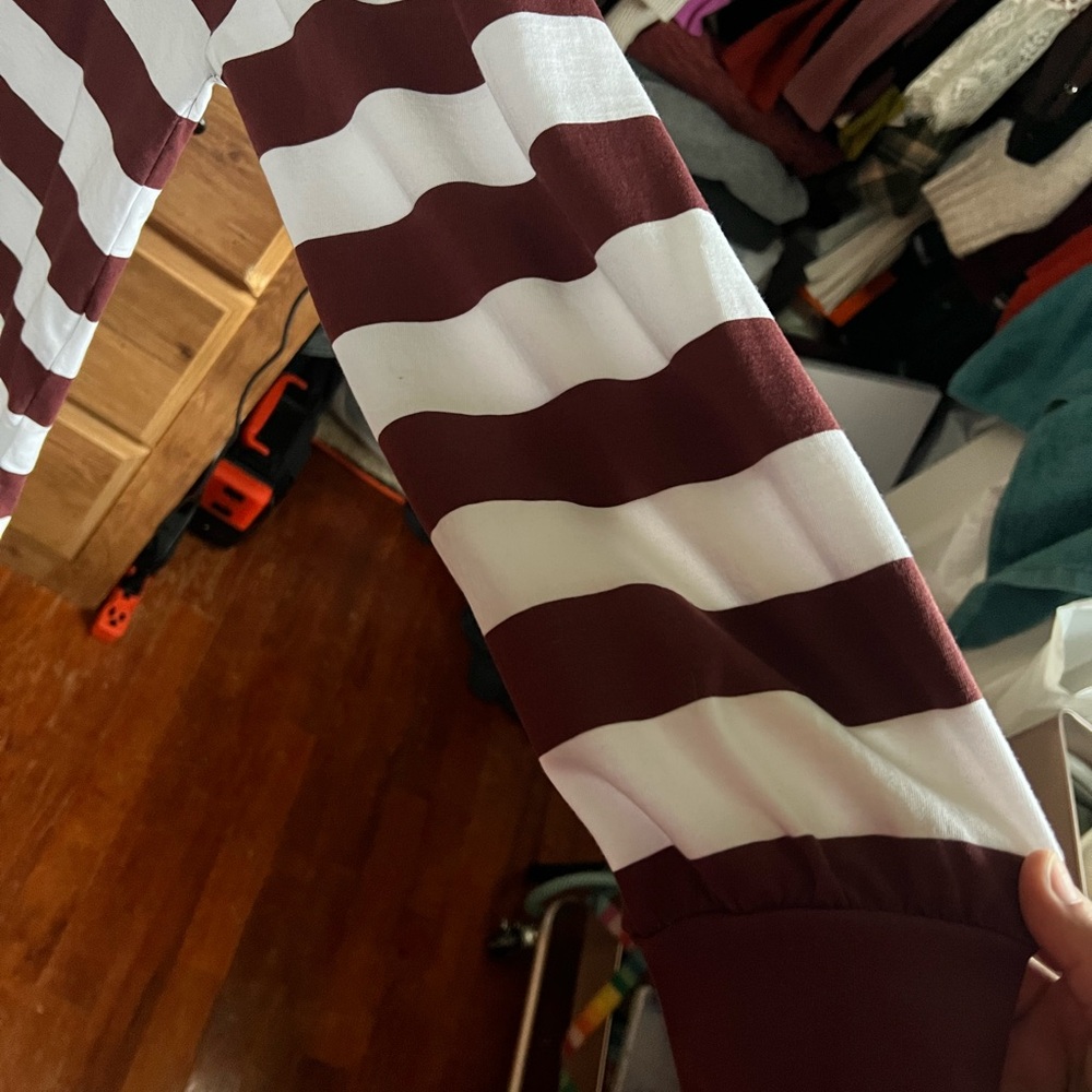 Lovesick Maroon and White Striped Shirt - Picture 4 of 6